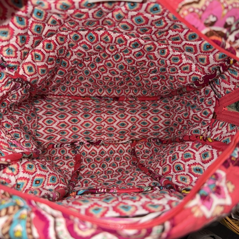 Vera Bradley Call Me Coral Quilted Back Pack Purse 6 Pockets School Bag 12" X 9" - Picture 7 of 8